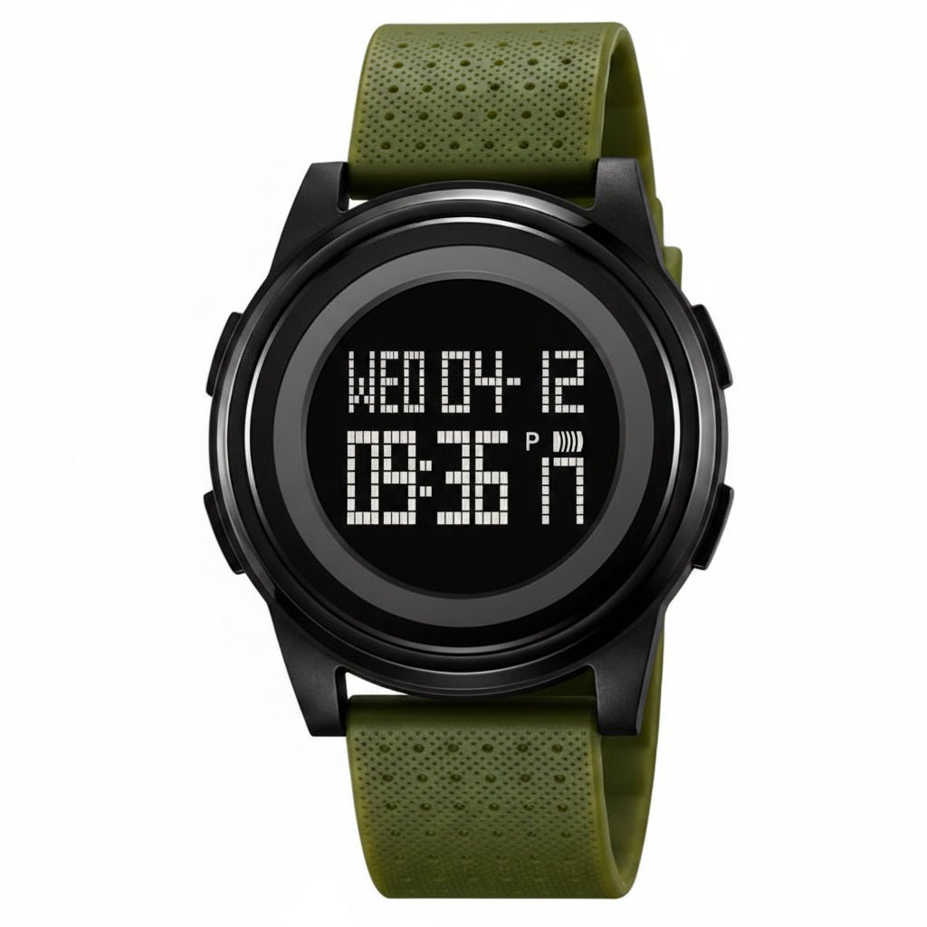 Ultra-Thin Digital Sports Watch for Men with Stainless Steel Band