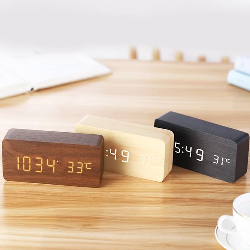 TIMBERGLOW LED Alarm Clock – Digital & Stylish in Natural Wood Design