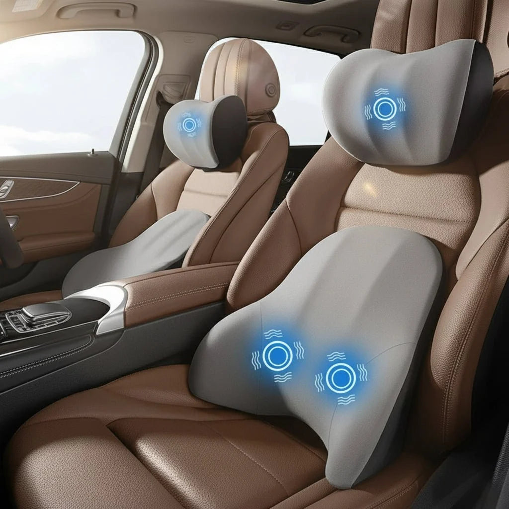 VIBRAREST – Electric Neck & Lumbar Support Cushion for Car & Office