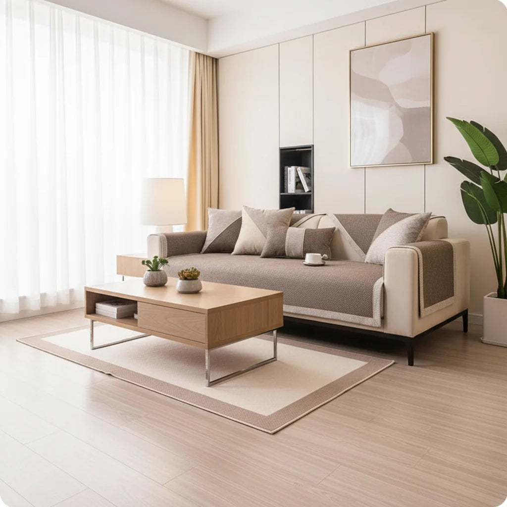 NATURWEFT – Non-slip cotton-linen sofa cover for all seasons