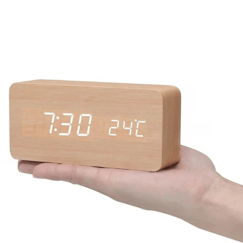 TIMBERGLOW LED Alarm Clock – Digital & Stylish in Natural Wood Design