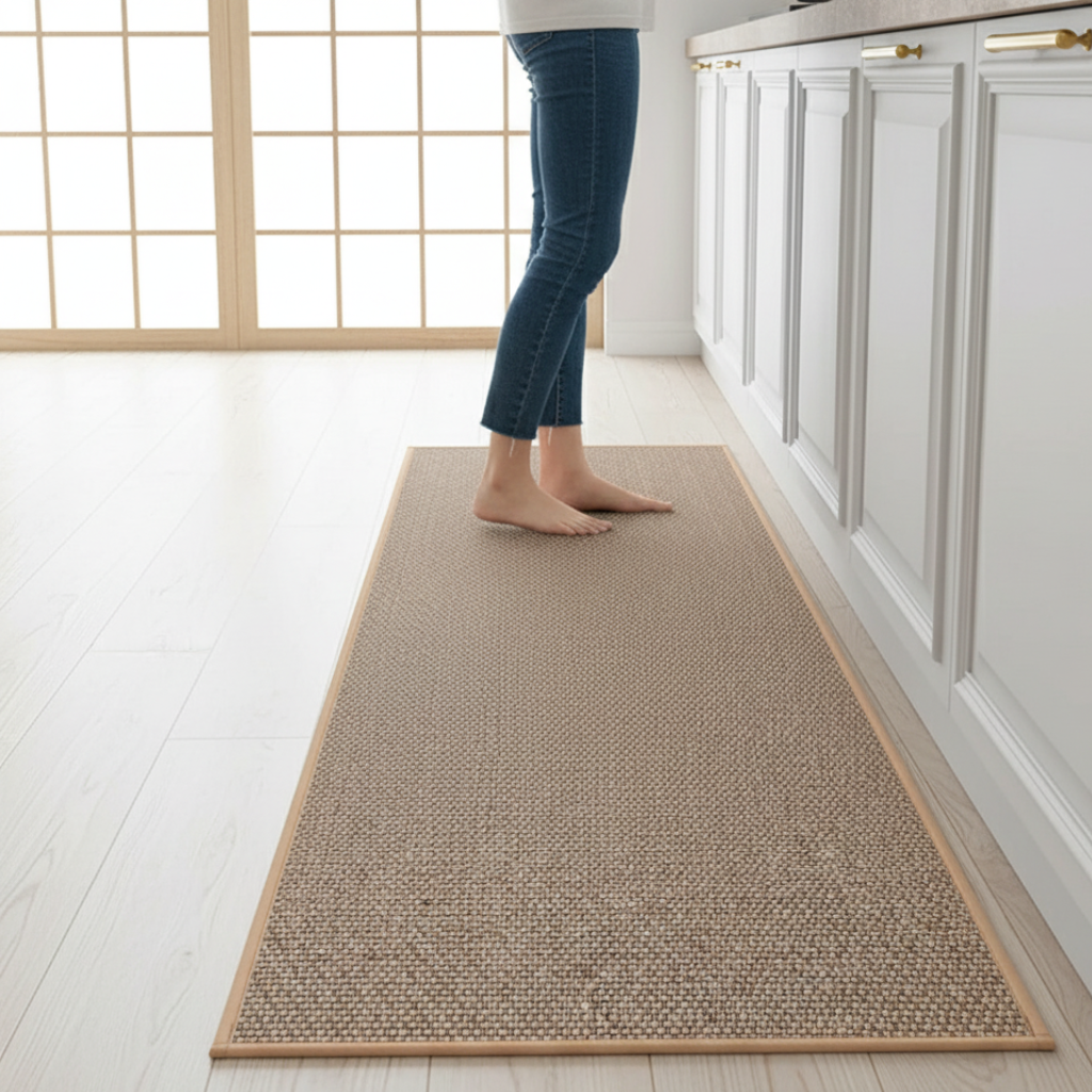 PureStep - Woven Kitchen Mat with Non-Slip Rubber Backing, Washable & Water Absorbent Floor Rug for Modern Home Decor