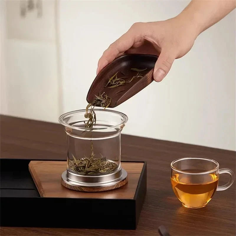 Borosilicaat Theekan Met Houten Handgreep En RVS Infuser