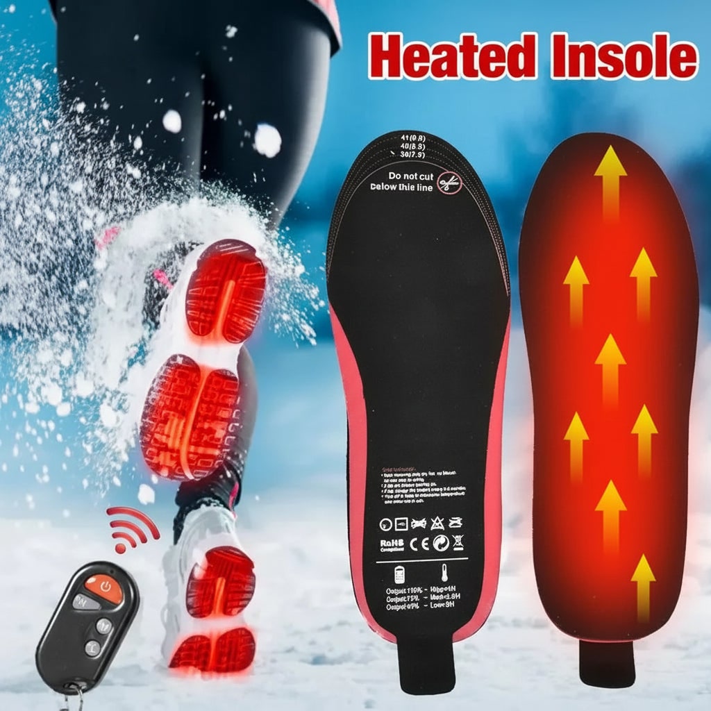 Heated Insoles and Shoe Inserts with Wireless Remote Control and Rechargeable Battery