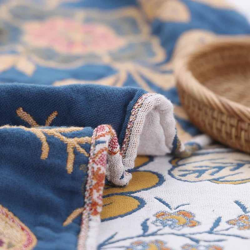 Rustic Artistic Flora Blanket | 100% Floral Cotton Blanket