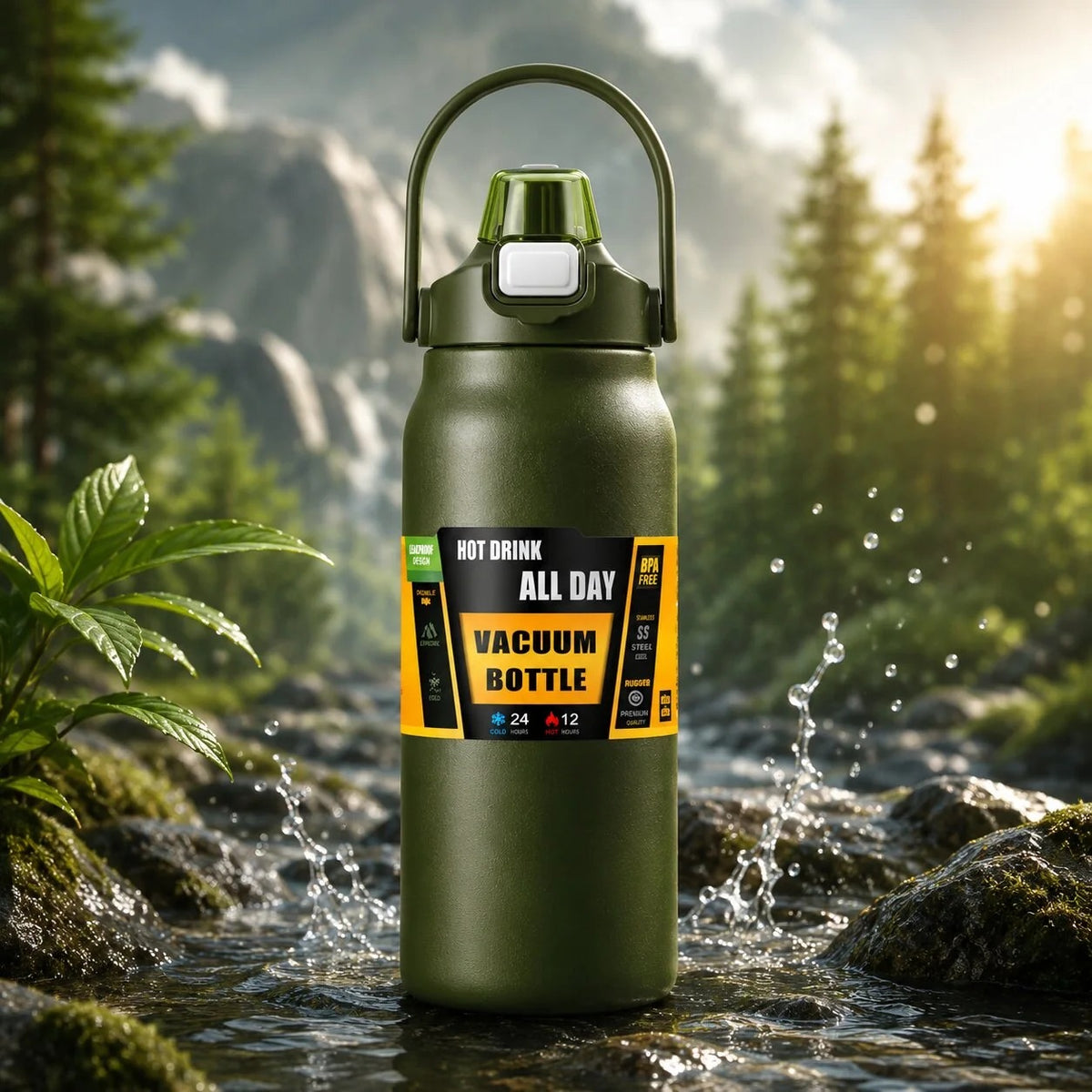 Insulated Stainless Steel Bottle with Straw
