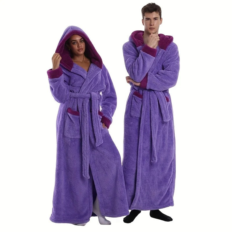 Extra Long Hooded Fleece Bathrobe