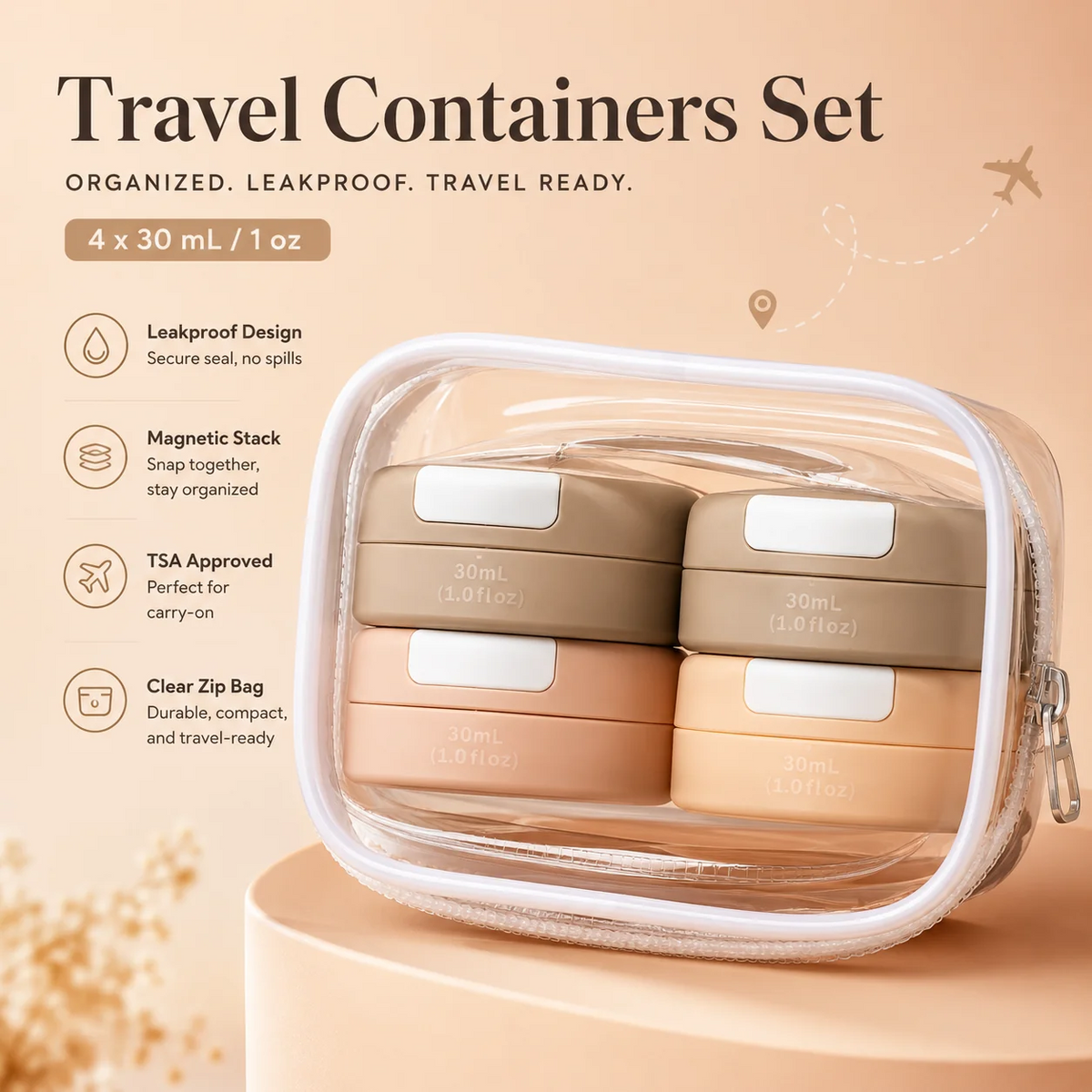 Magnetic Travel Cosmetic Containers