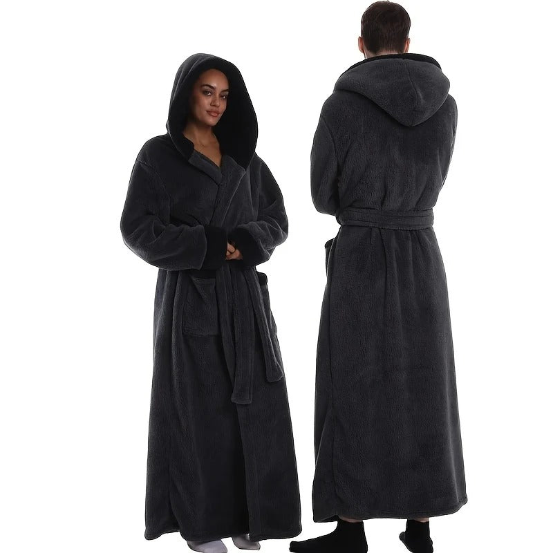 Extra Long Hooded Fleece Bathrobe