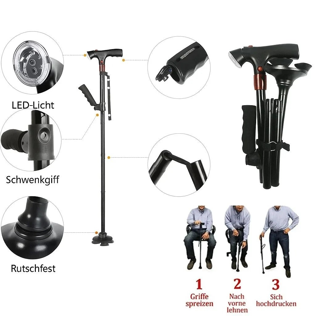 Foldable Walking Cane with LED Light