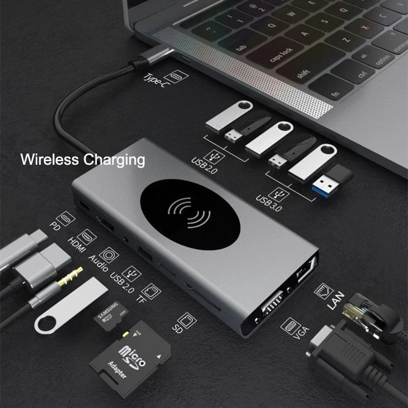 15-in-1 USB-C Hub with Wireless Charging