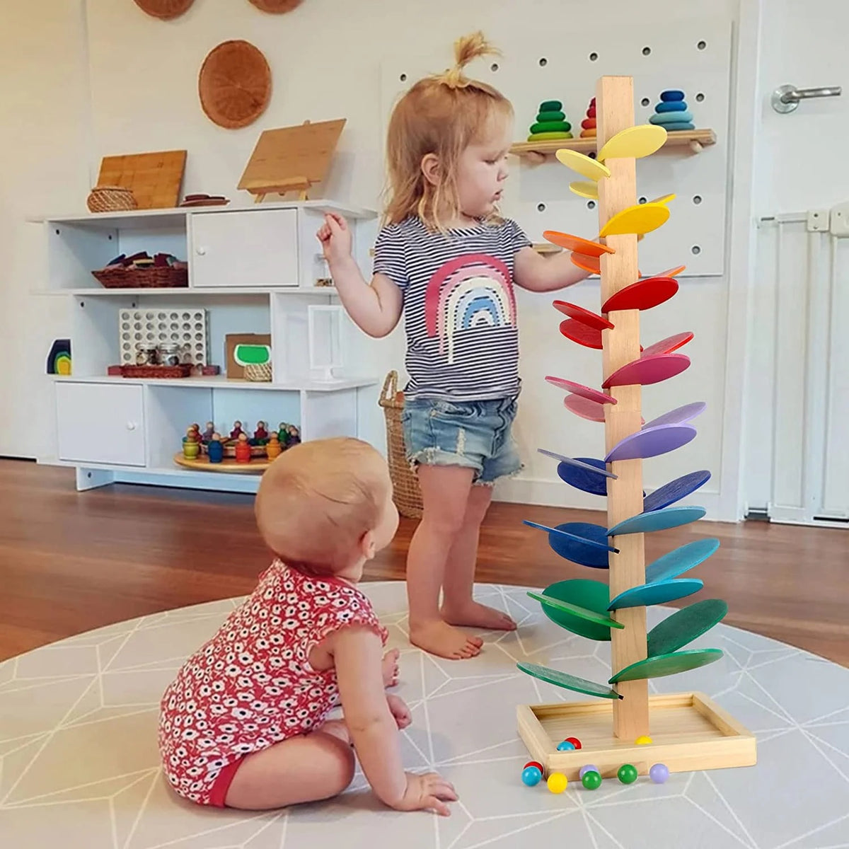 Wooden Rainbow Marble Sound Tower