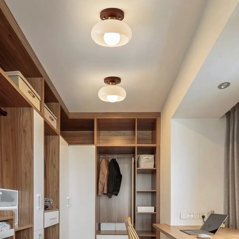 Cream Glass Bauhaus Ceiling Light