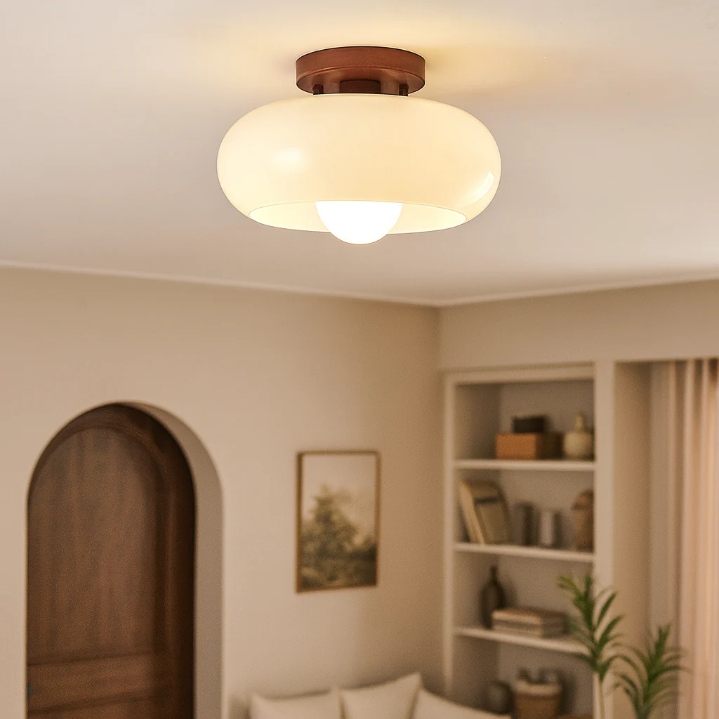 Bauhaus Cream Glass Flush Mount Light