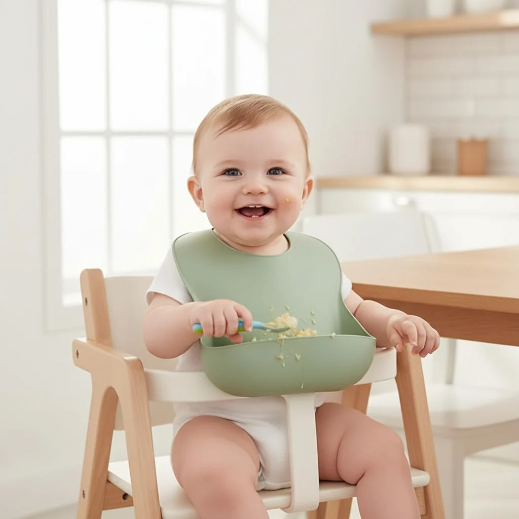 Silicone Baby Bib with Deep Pocket