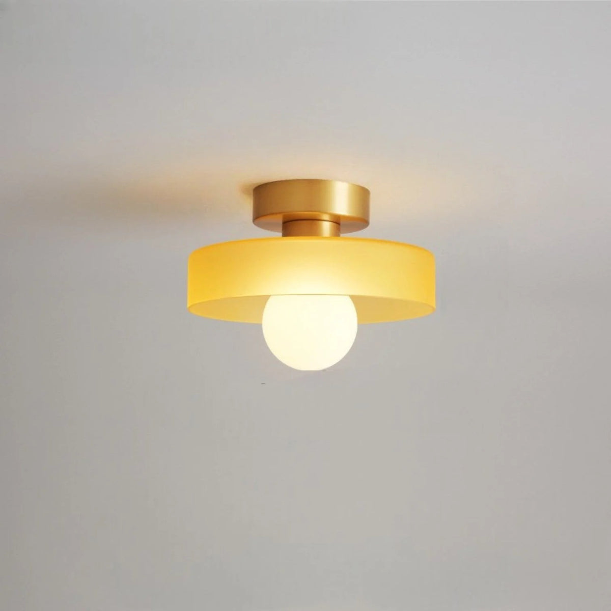 French Bauhaus Brass Ceiling Light
