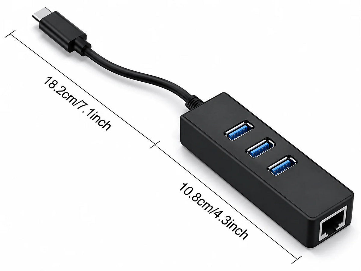 USB-C to Ethernet Adapter with USB Hub