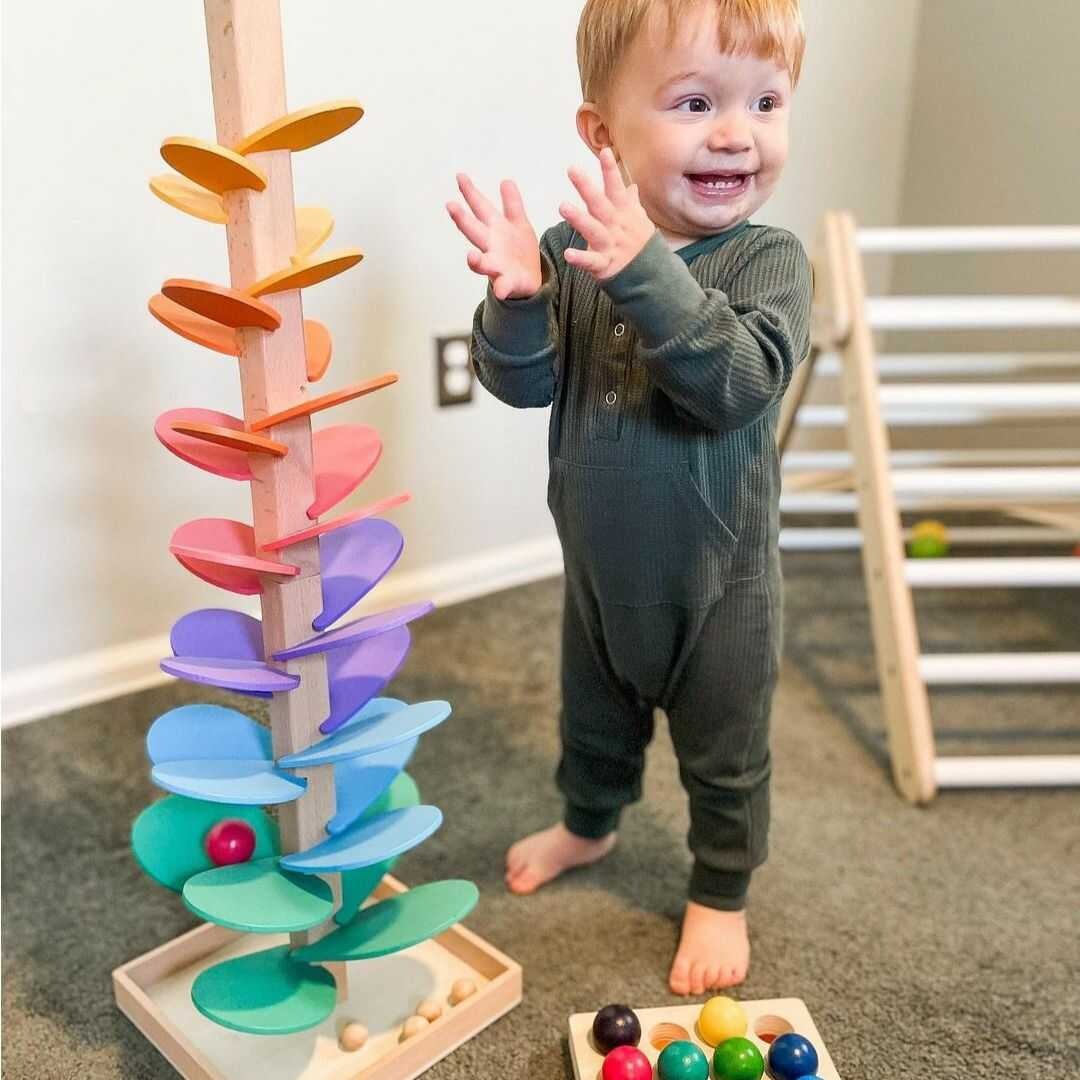Wooden Rainbow Marble Sound Tower