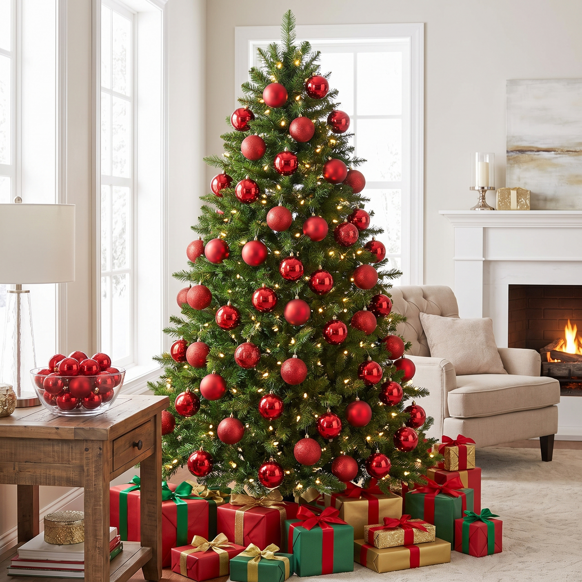 Kerstballen Set - 24 Onbreekbare Kerstballen in Glans, Mat en Glitter