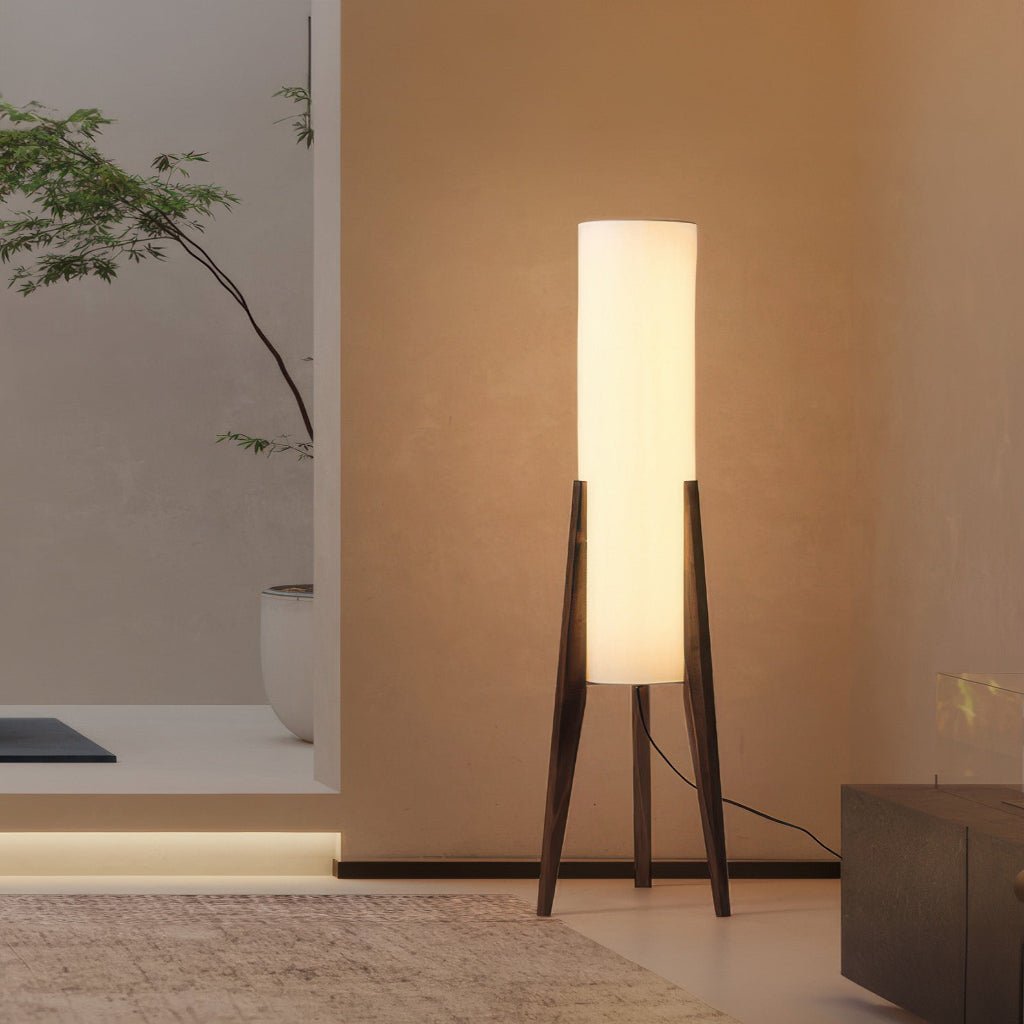 LIGNELUX – Scandinavische vloerlamp van walnotenhout met dimbare LED-verlichting