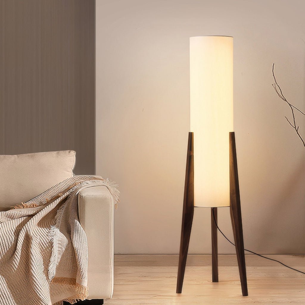 LIGNELUX – Scandinavische vloerlamp van walnotenhout met dimbare LED-verlichting