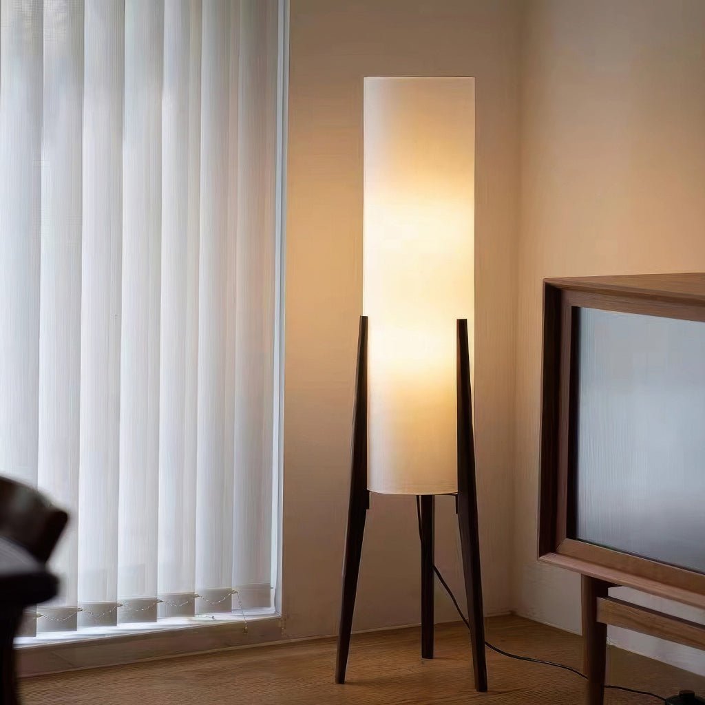 LIGNELUX – Scandinavische vloerlamp van walnotenhout met dimbare LED-verlichting