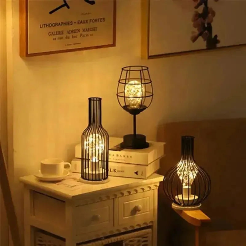 Retro LED Tafellamp Met Draadverlichting