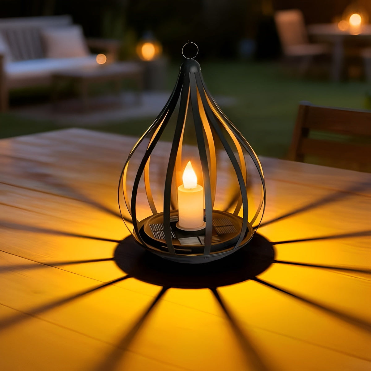 Druppelvormige Solar Tuinlamp met Warm LED-Licht