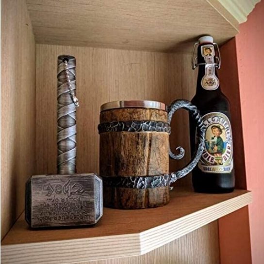 Nordic Design Tavern Mok Met Dubbele Wand En Viking Motieven